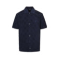 Damier Terry Cloth Button-Down Shirt | Navy Blue